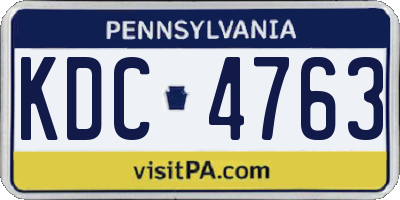 PA license plate KDC4763