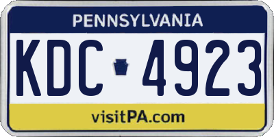 PA license plate KDC4923