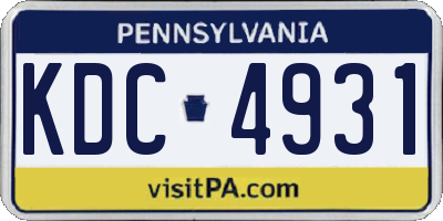 PA license plate KDC4931