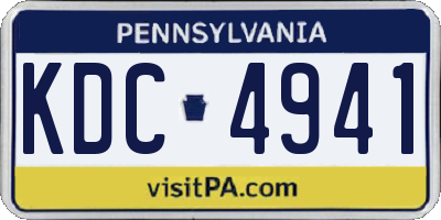 PA license plate KDC4941