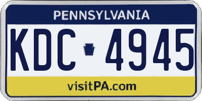 PA license plate KDC4945