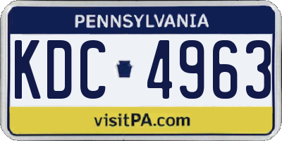 PA license plate KDC4963