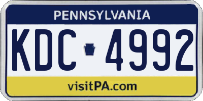 PA license plate KDC4992