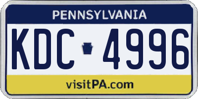 PA license plate KDC4996