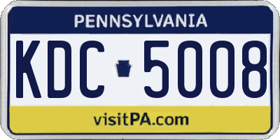 PA license plate KDC5008