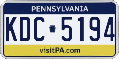 PA license plate KDC5194