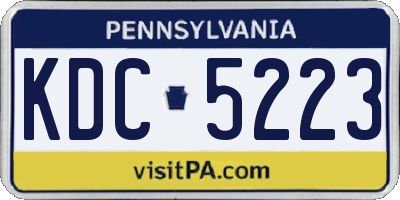 PA license plate KDC5223