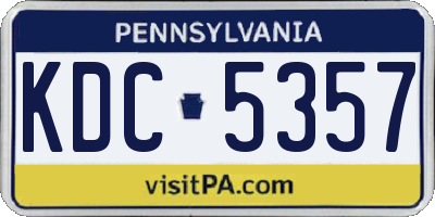 PA license plate KDC5357