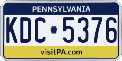 PA license plate KDC5376