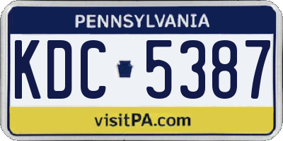 PA license plate KDC5387