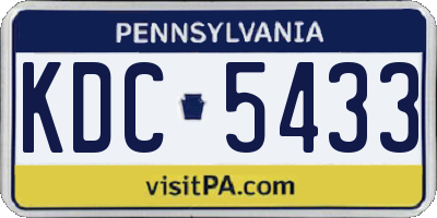 PA license plate KDC5433