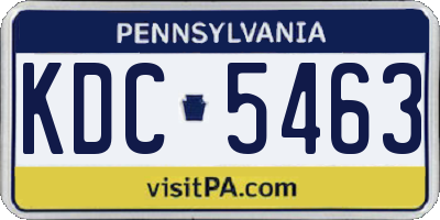 PA license plate KDC5463