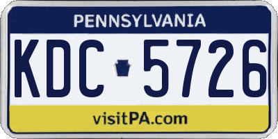 PA license plate KDC5726