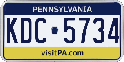PA license plate KDC5734