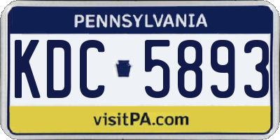 PA license plate KDC5893