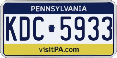 PA license plate KDC5933