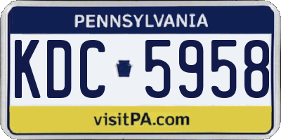 PA license plate KDC5958