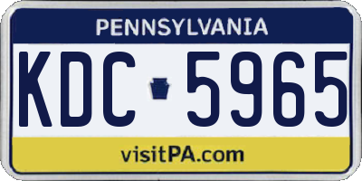 PA license plate KDC5965