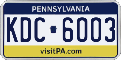 PA license plate KDC6003