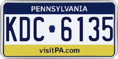 PA license plate KDC6135