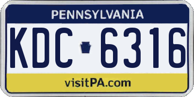 PA license plate KDC6316