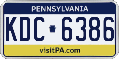 PA license plate KDC6386