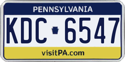 PA license plate KDC6547
