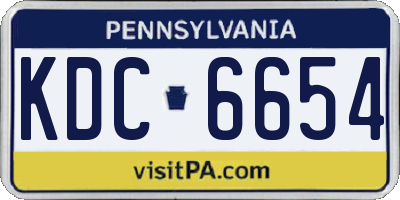 PA license plate KDC6654