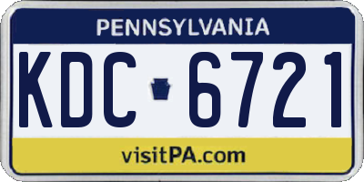 PA license plate KDC6721