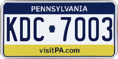 PA license plate KDC7003