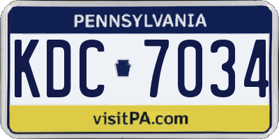 PA license plate KDC7034