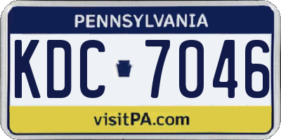 PA license plate KDC7046