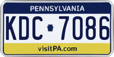 PA license plate KDC7086