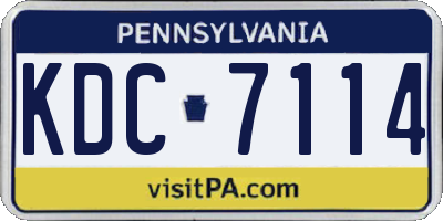 PA license plate KDC7114