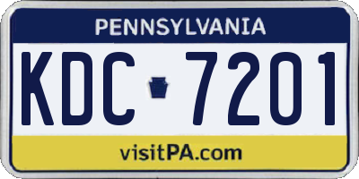 PA license plate KDC7201