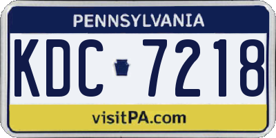 PA license plate KDC7218