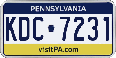 PA license plate KDC7231