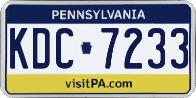 PA license plate KDC7233
