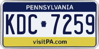 PA license plate KDC7259