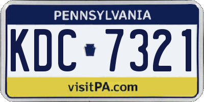 PA license plate KDC7321