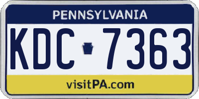 PA license plate KDC7363