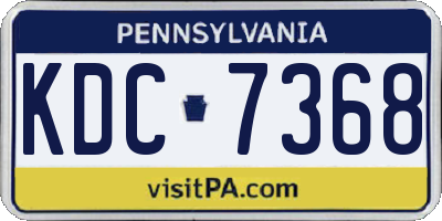 PA license plate KDC7368
