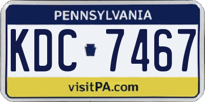 PA license plate KDC7467
