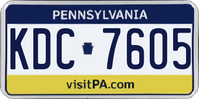 PA license plate KDC7605