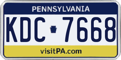 PA license plate KDC7668