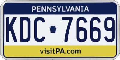 PA license plate KDC7669