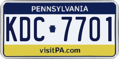 PA license plate KDC7701