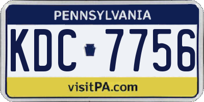 PA license plate KDC7756