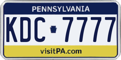 PA license plate KDC7777