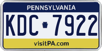PA license plate KDC7922